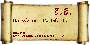 Balkányi Borbála névjegykártya